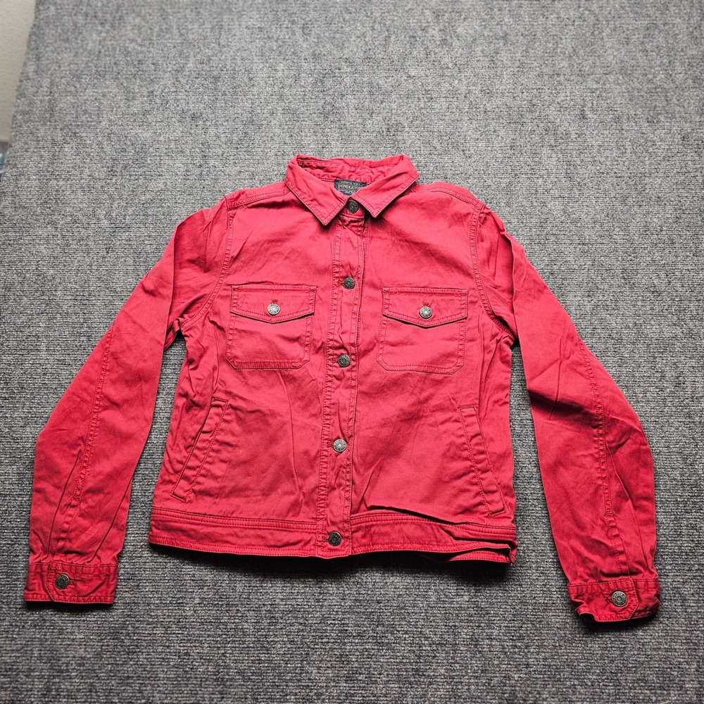 Pendleton Womens Red Cotton Blend Button Front Trucker Jacket Size S TF480-82966
